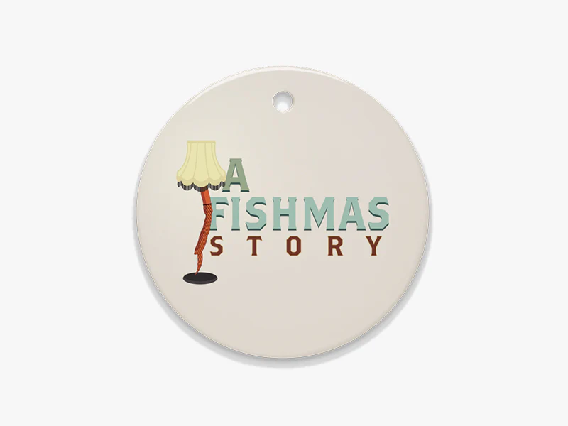 A Fishmas Story Beige Ceramic Ornament - 1ct