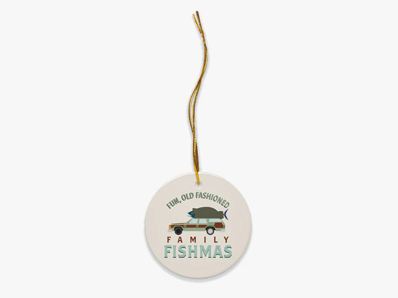 Fun, Old Fashioned Family Fishmas Beige Ceramic Ornament - 1ct - Image 3