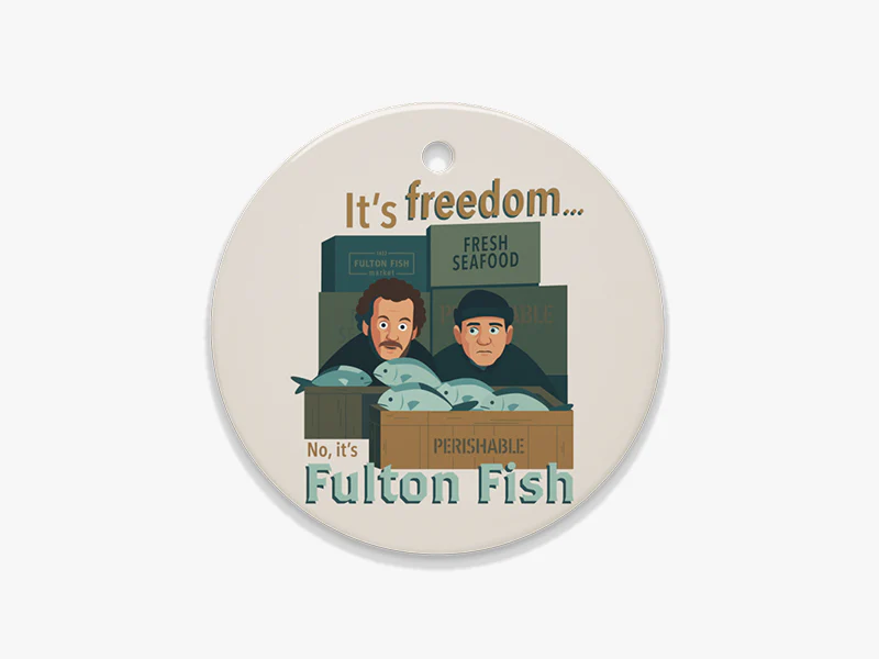No, It's Fulton Fish Beige Ceramic Ornament - 1ct