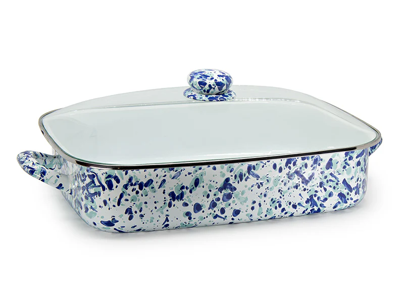Golden Rabbit Enamelware Ocean Swirl Roasting Pan