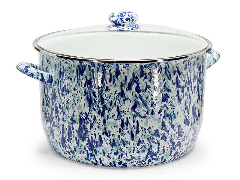 Golden Rabbit Enamelware Ocean Swirl Stock Pot, 18 Qt