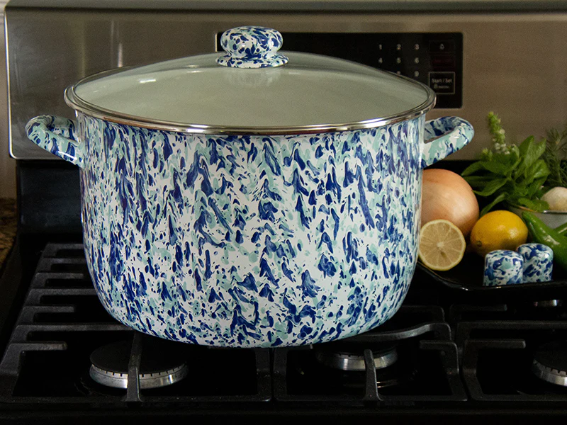 Golden Rabbit Enamelware Ocean Swirl Stock Pot, 18 Qt - Image 3