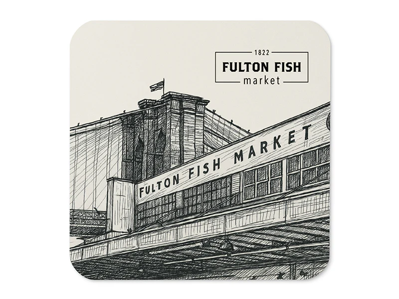 Old Fulton Fish Market Cork-Back Coaster - 1ct - Gift